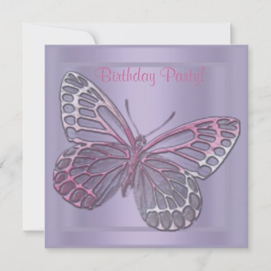 BUTTERFLY BIRTHDAY INVITATIE 2 KAART (Voorkant)