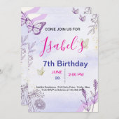 Butterfly Birthday Invitation Feestdagenkaart (Voorkant / Achterkant)