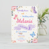 Butterfly Birthday Invitation Floral Party invite (Debout devant)