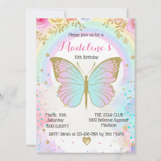 Butterfly Birthday invitation  Kaart