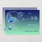 Butterfly Birthday Invitation Kaart (Voorkant / Achterkant)