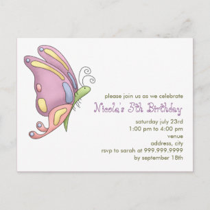 Butterfly ・ Birthday Invitation Uitnodiging Briefkaart