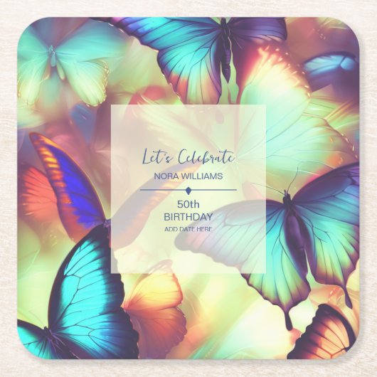 Butterfly Birthday Paper Onderzetter (Voorkant)