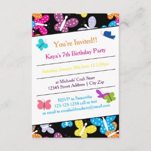 Butterfly Birthday Party - 3x5 Uitnodiging
