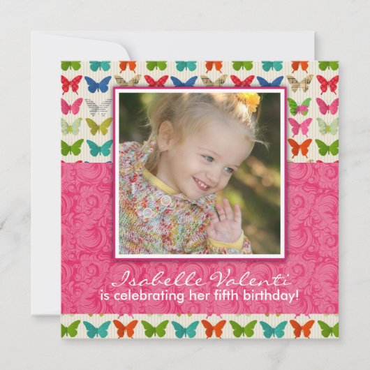 Butterfly Birthday Party Invitation Kaart (Voorkant)