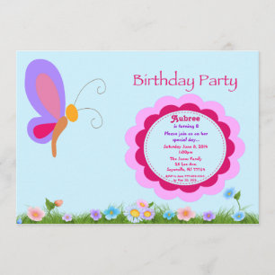 Butterfly Birthday Party Invitation Kaart