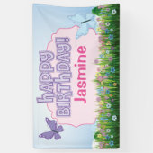 Butterfly Birthday Party Spandoek (Verticaal)