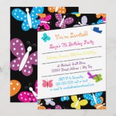 Butterfly Birthday Party - Uitnodiging (Voorkant / Achterkant)