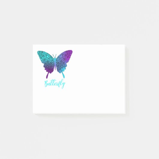 Butterfly Blauwgroen Paars Ombre Graphic Post-it® Notes (Voorkant)