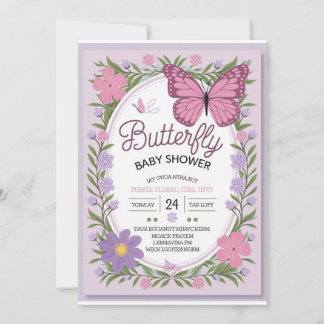 Butterfly Bliss Baby shower Uitnodiging | Elegant