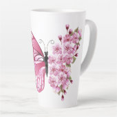 Butterfly Blossom Latte Mok met aangepaste naam (Rechterhoek)