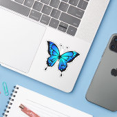 Butterfly Blue Insect Illustratie-20284 Sticker (Laptop met iPhone)