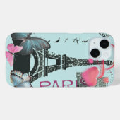  Butterfly blue Paris Effiel Tower Case-Mate iPhone Case (Achterkant (horizontaal))