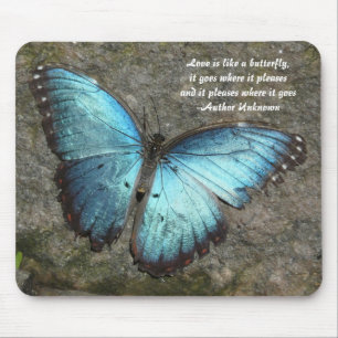 Butterfly Blue-with-quote Muismat