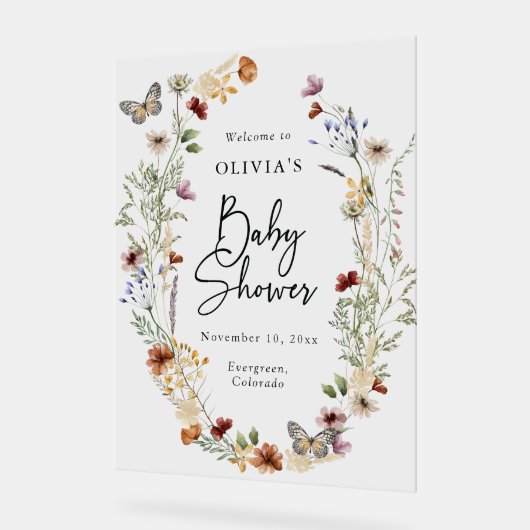 Butterfly Boho Baby shower Acryl teken Acryl Bord (Hoek)