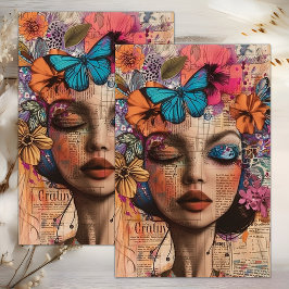BUTTERFLY BOHO BLOEMENMEISJE DECOUPAGE TISSUEPAPIER