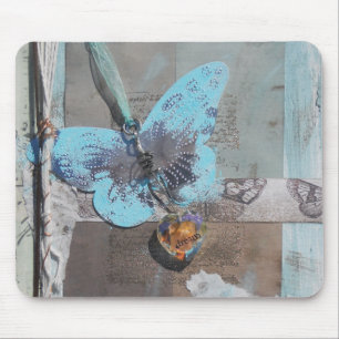 Butterfly Boho Chic Blue Heart Dream Muismat