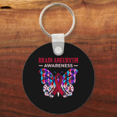 Butterfly Brain Aneurysm Awareness Maand Ondersteu Sleutelhanger (Voorkant)