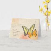 Butterfly Briefkaart Zuster Birthday Greeting (Gele Bloem)