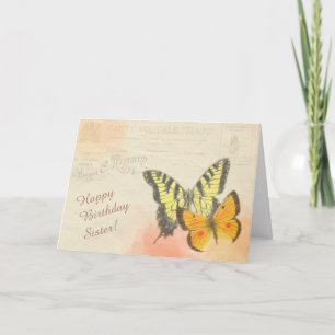 Butterfly Briefkaart Zuster Birthday Greeting