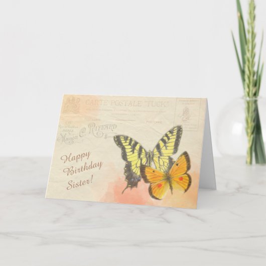 Butterfly Briefkaart Zuster Birthday Greeting (Voorkant)