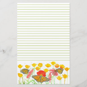 Butterfly California Poppies Wildflower Garden Briefpapier