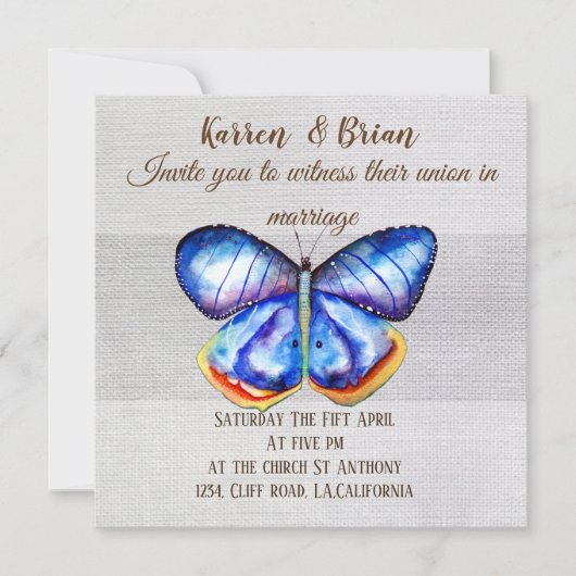 Butterfly Canvas bruiloft uitnodiging (Voorkant)