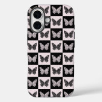 Butterfly Checkered Pattern in Black and White