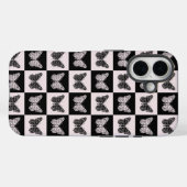 Butterfly Checkered Pattern in Black and White Case-Mate iPhone Case (Achterkant (horizontaal))