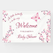 Butterfly Cherry Blossom Baby shower Welkom Spandoek (Horizontaal)