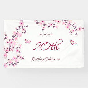 Butterfly Cherry Blossom Pink White Spandoek