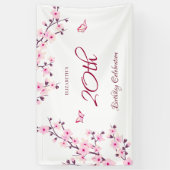 Butterfly Cherry Blossom Pink White Spandoek (Verticaal)
