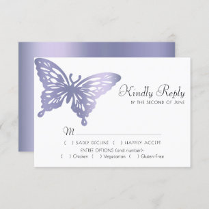 Butterfly Chic   Dusty Lavender Paars Violet Meal RSVP Kaartje
