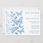 Butterfly Chic | Klassiek blauw Baby shower Kaart (Voorkant)