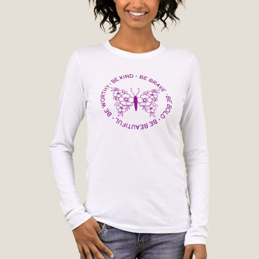 Butterfly Circle Affirmatie Quotes Paarse Tri-Blend Shirt (Voorkant volledig)