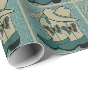 Butterfly Cowboy Boots en Pet Happy Birthday Cadeaupapier