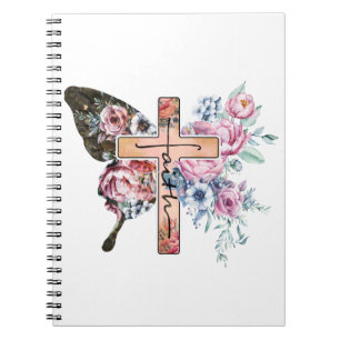 Butterfly Cross Faith floral Notitieboek