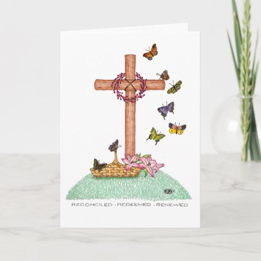 Butterfly Cross Sympathy Card Kaart (Voorkant)