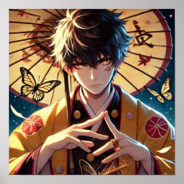 Butterfly Curse: Flame-Eyed Warrior Anime Poster