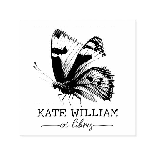 Butterfly Custom ex libris Zelfinktende Stempel (Design)