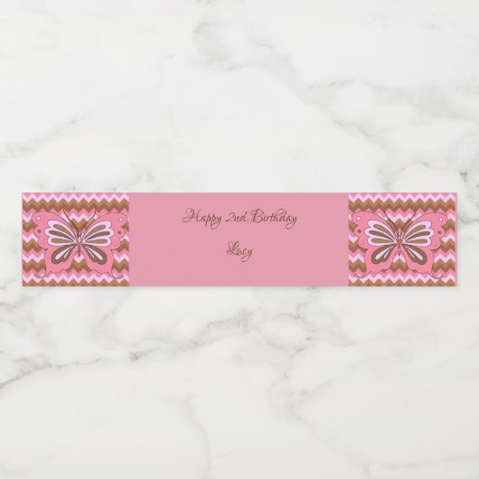 Butterfly Custom Verjaardagsfeest Jaar en Naam Waterfles Etiket (Enkel label)