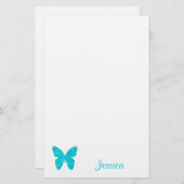 Butterfly Cute Personalized Girly Name Briefpapier (Voorkant / Achterkant)