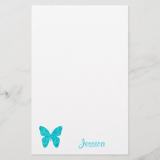 Butterfly Cute Personalized Girly Name Briefpapier (Voorkant)