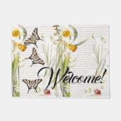  Butterfly Daffodil Flowers Welkom Doormat Deurmat (Voorkant)