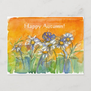 Butterfly Daisy Waterverf Flowers Happy Autumn Briefkaart