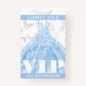 Butterfly Dance Blue Silver Sweet 16 VIP Pass Badge (Achterkant)