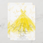 Butterfly Dance Yellow Dress Sweet 16 Party Kaart (Voorkant / Achterkant)