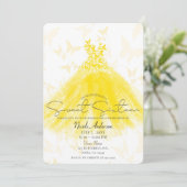Butterfly Dance Yellow Dress Sweet 16 Party Kaart (Staand voorkant)