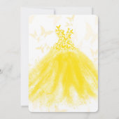 Butterfly Dance Yellow Dress Sweet 16 Party Kaart (Achterkant)