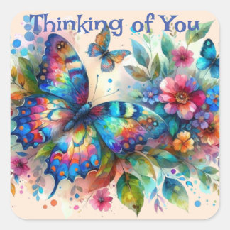 Butterfly Denken aan U Gepersonaliseerd Vierkante Sticker